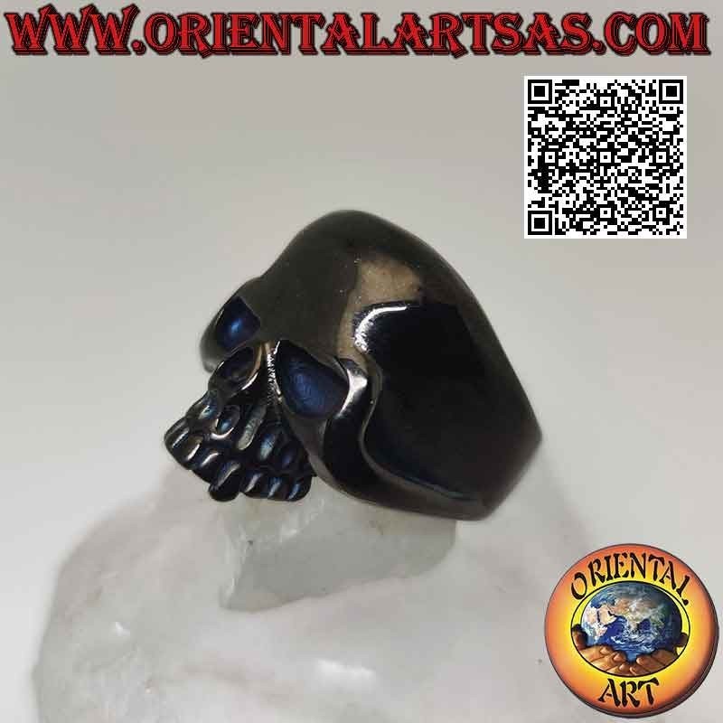 Surgical steel ring (316L), Darth Vader style black steel smooth skull