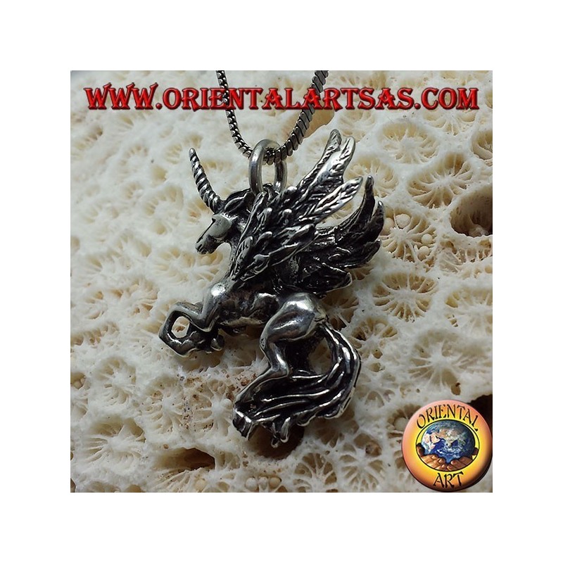 silver pendant Pegasus dimensional