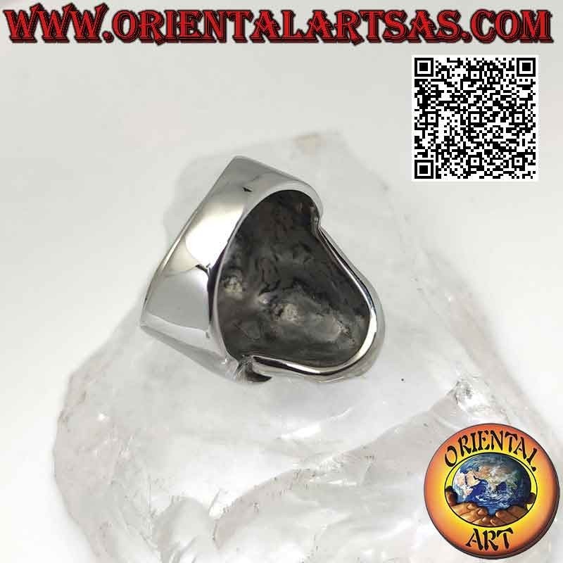 Surgical steel ring (316L), smooth skull with garnet eyes