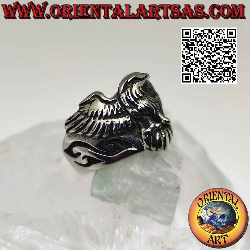 Surgical steel (316L) ring, with three-quarter eagle