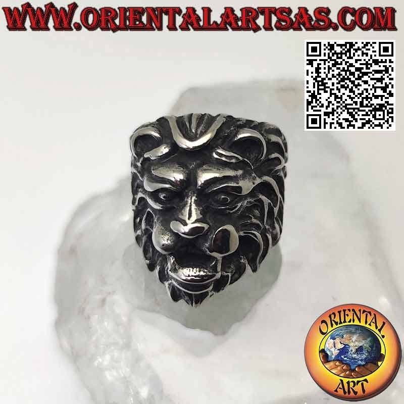 Chirurgenstahlring (316L), großer Löwenkopf