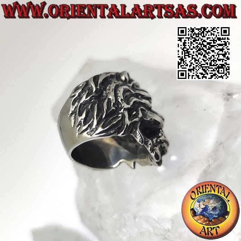 Anello in acciaio chirurgico (316L), testa di leone grande