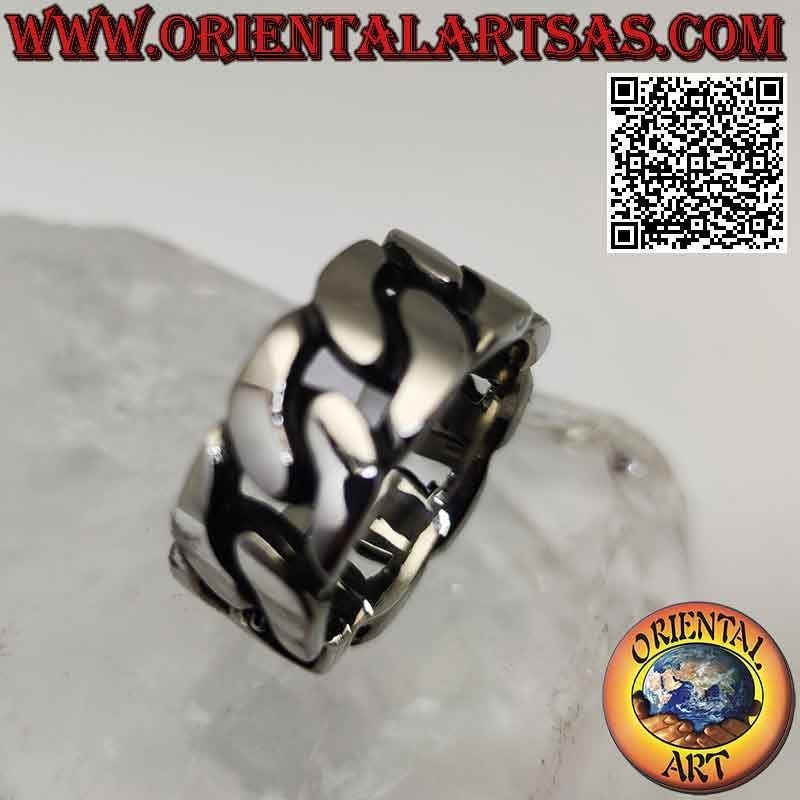 Surgical steel ring (316L), wide chain band of thick rings