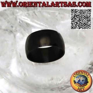 Anello in acciaio chirurgico (316L), fascia bombata liscia in acciaio nero 10 mm