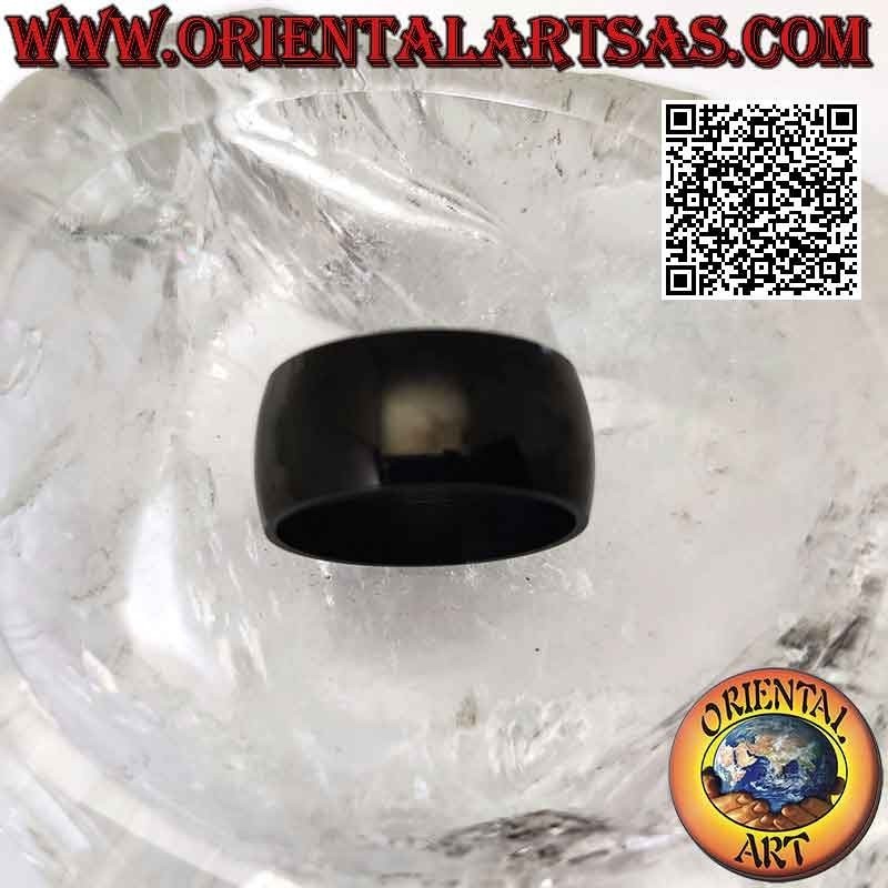 Surgical steel ring (316L), smooth rounded band in black steel 10 mm