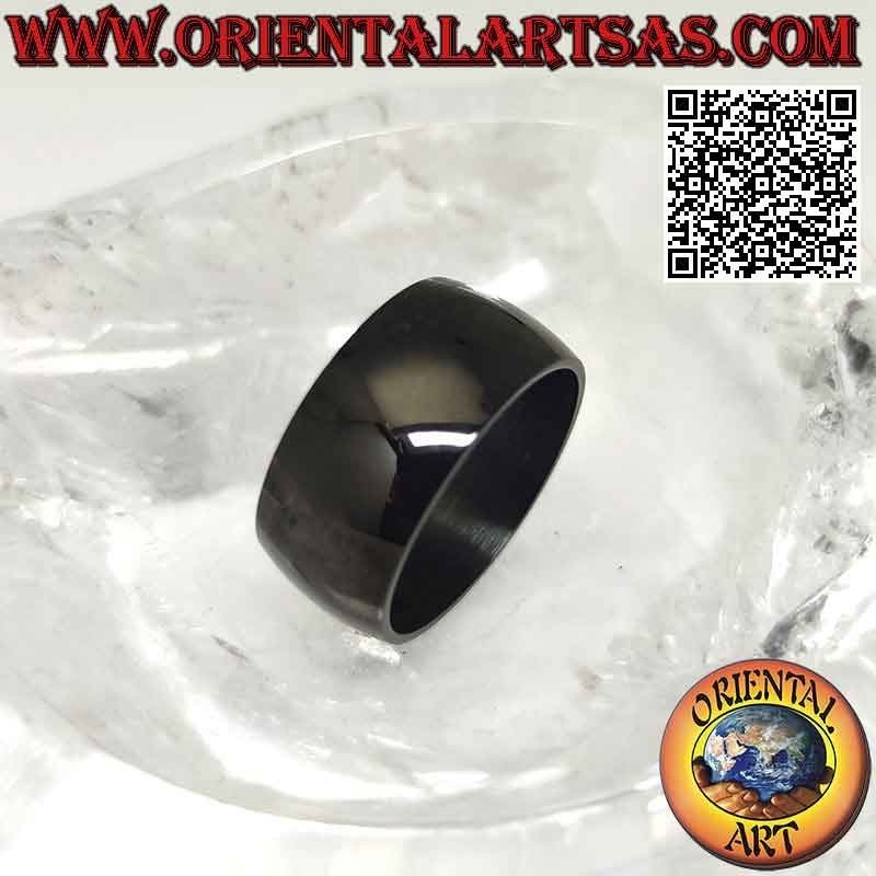 Anello in acciaio chirurgico (316L), fascia bombata liscia in acciaio nero 10 mm
