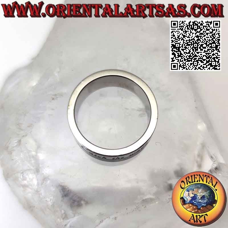 Anillo de acero quirúrgico (316L), banda plana grabada con "catch the wave" 8 mm
