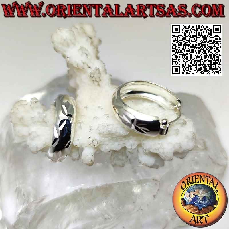Pendientes circulares de plata con diamantes talla diamante 20 mm Ø