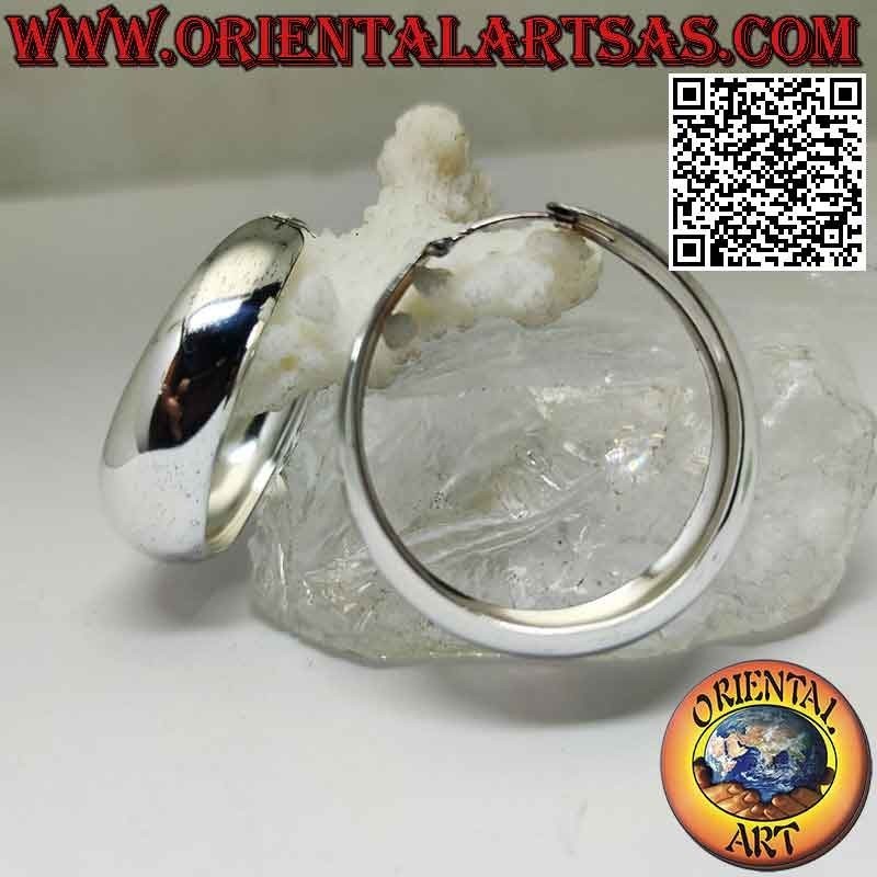 Orecchini in argento a cerchio largo liscio e bombato da 45 mm Ø