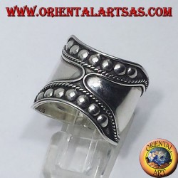 anillo de plata de la correa ancha de Bali (espárragos)