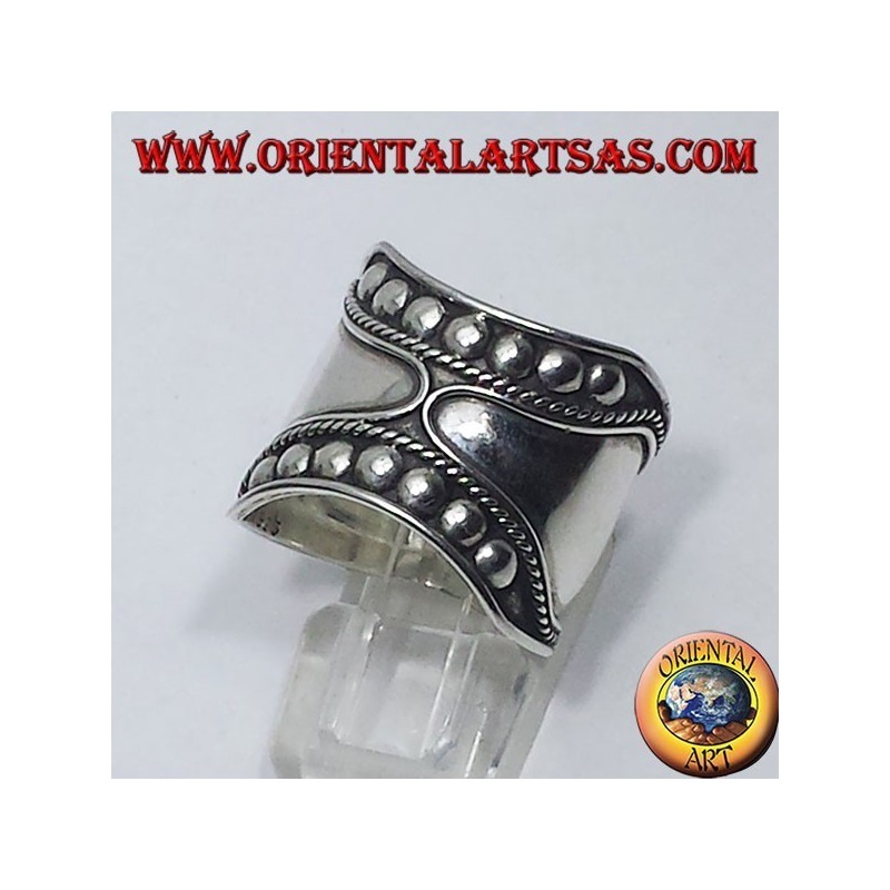 anillo de plata de la correa ancha de Bali (espárragos)