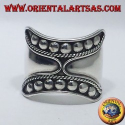 anello fascia larga in argento Bali (borchie )