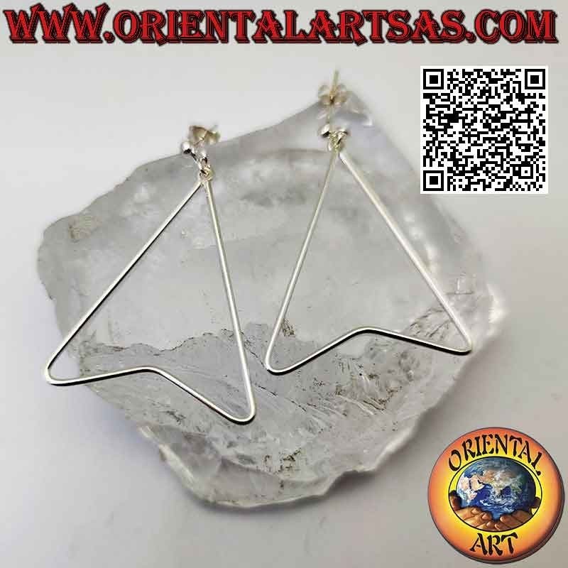 Pendientes de alambre de plata, punto con punta de flecha colgante