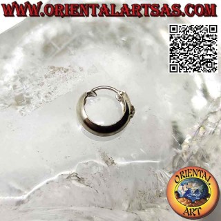 Silberohrringe, glatt abgerundete Kreise mit 5 x 12 mm weißem Zirkon (klassisch)