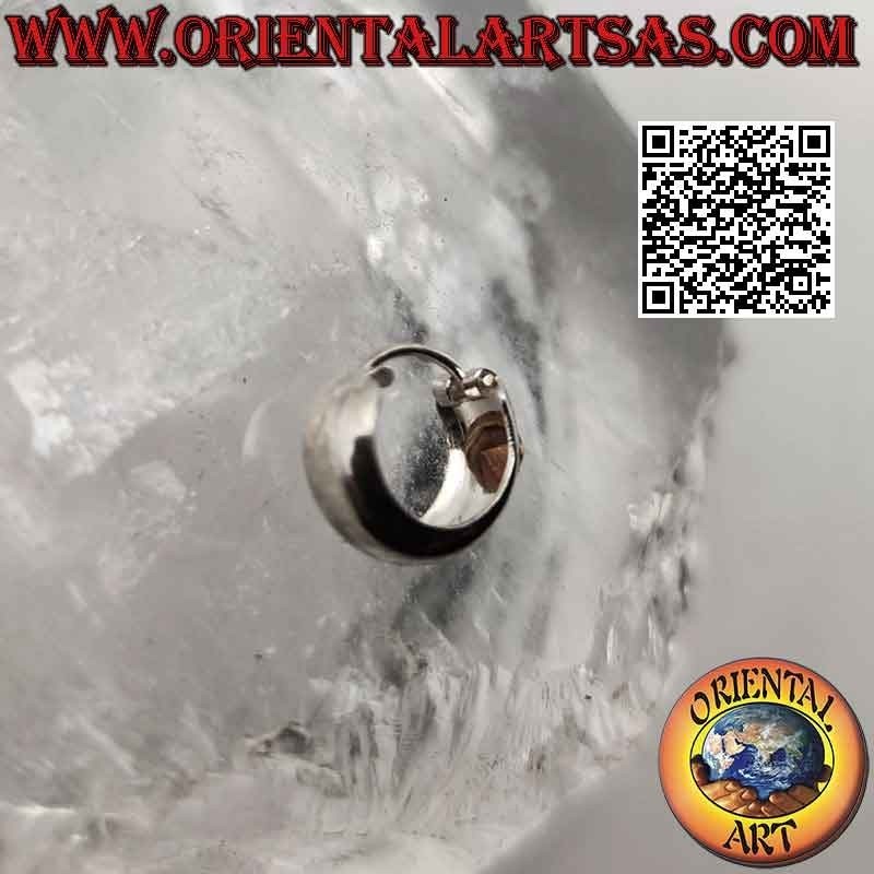 Orecchini in argento, cerchi lisci bombato con zircone bianco da 5 x 12 mm (classica)