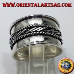 anello fascia larga in argento Bali centrale