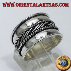 anillo de plata de la correa ancha de Bali central