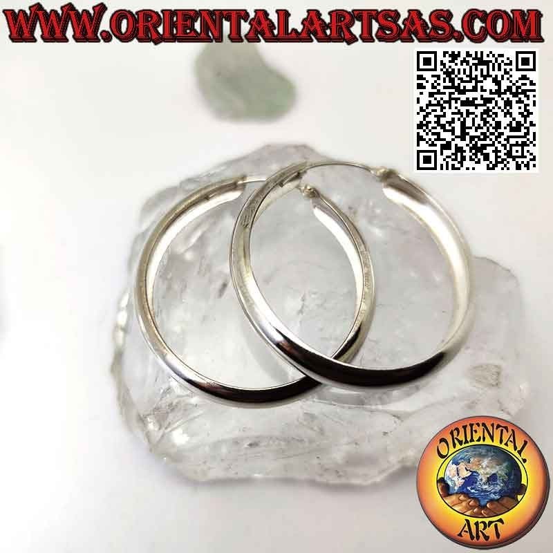 Boucles d'oreilles en argent, cercles lisses arrondis plats 6 x 40 mm (classiques)
