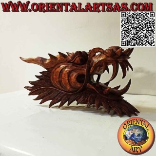 Drachenkopfskulptur aus Suarholz 30 cm (handgeschnitzt aus einem einzigen Block bis ins kleinste Detail)