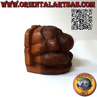 Escultura / sujetalibros "Yogui", el profesor de yoga en madera de suar de 15 cm