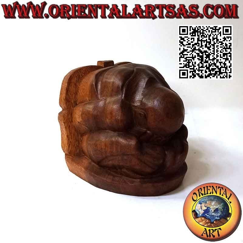 Scultura / fermalibro "Yogi", il maestro di yoga in legno di suar da 15 cm