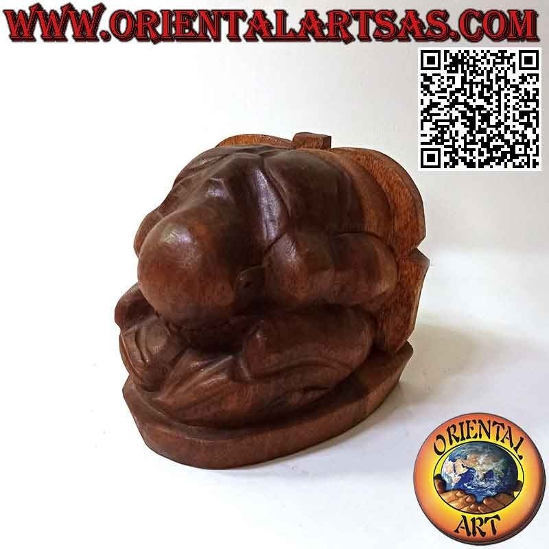 Scultura / fermalibro "Yogi", il maestro di yoga in legno di suar da 15 cm