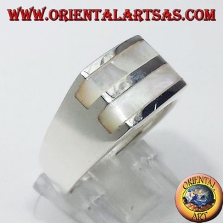 Anillo con Dos Nácar Naturales Plata 925 - Oriental Art