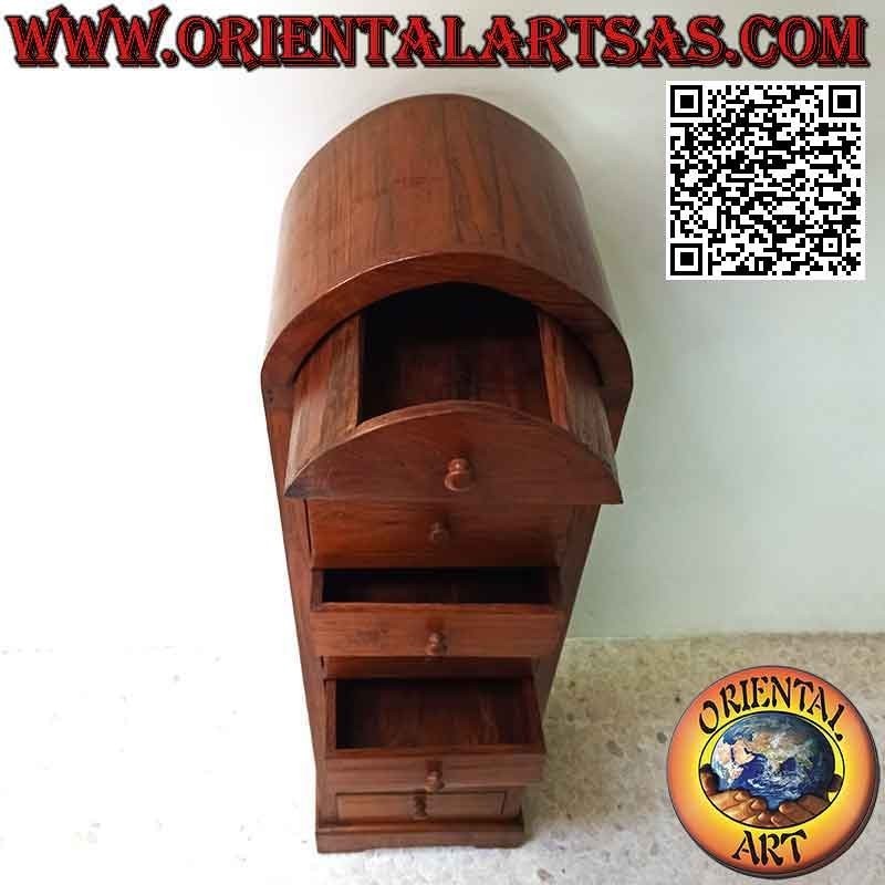 Cajonera de 9 cajones con sombrero curvo en madera de teca