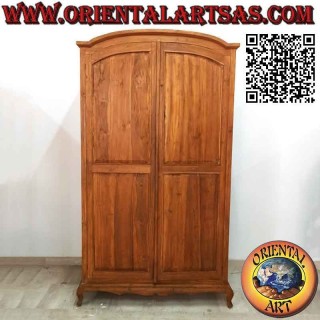 Large wardrobe with curved hat (2 doors and 4 shelves) in teak wood