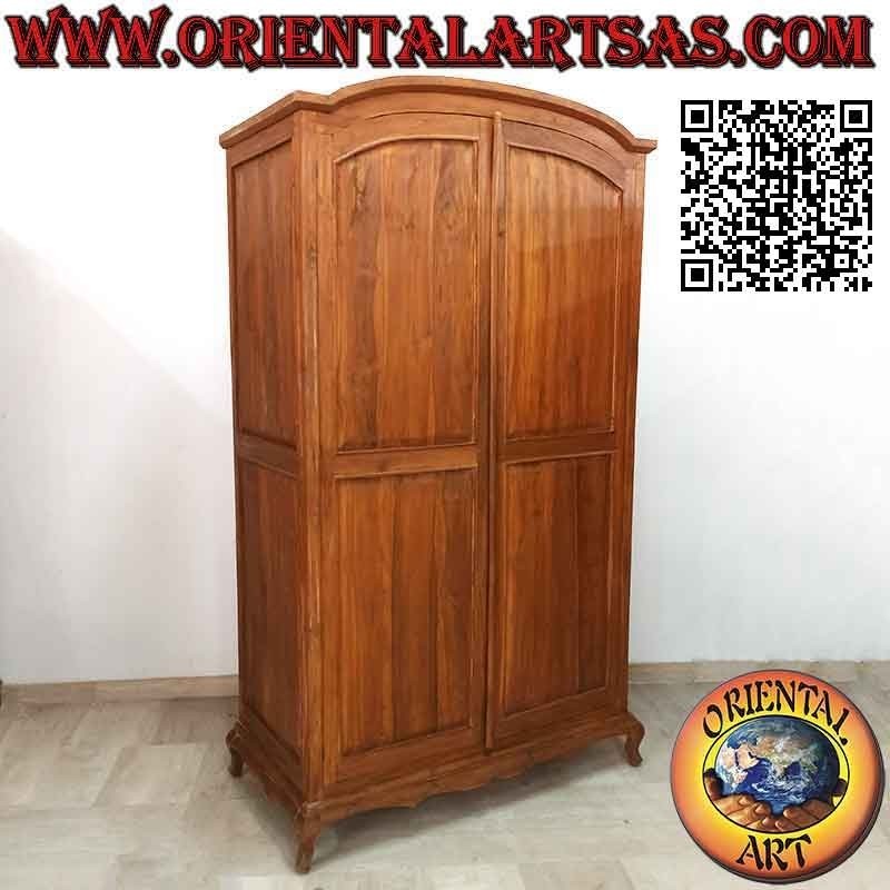Grande armoire à chapeau galbé (2 portes et 4 étagères) en bois de teck
