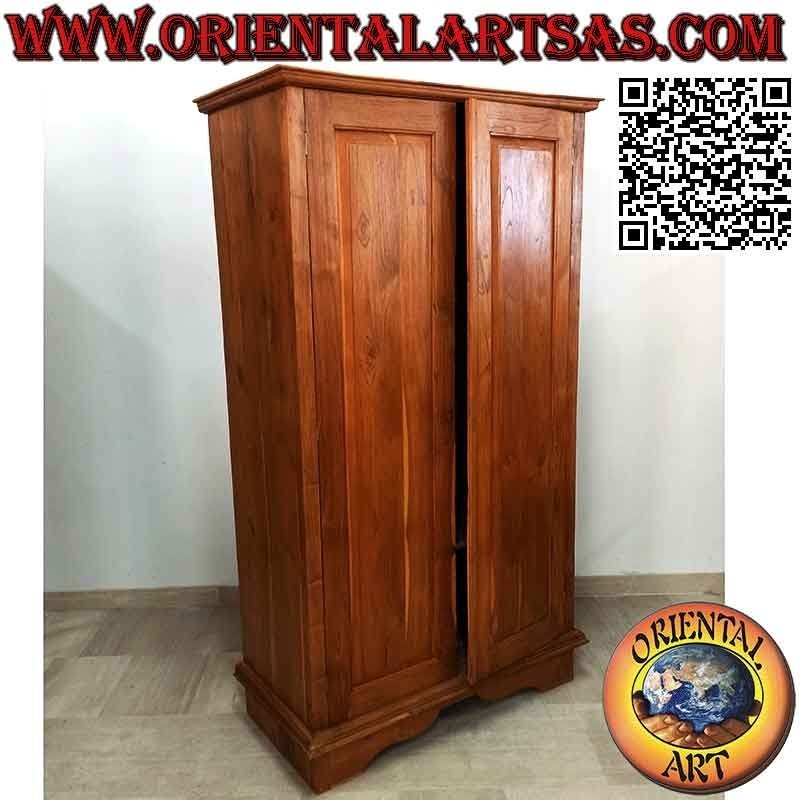 Gran armario lineal con 2 puertas y 4 baldas en madera de teca