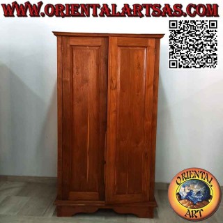 Grande armoire linéaire avec 2 portes et 4 étagères en bois de teck