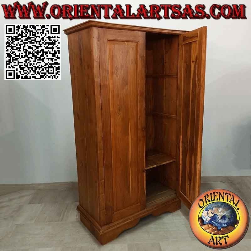 Armadio grande lineare a 2 ante e 4 ripiani in legno di teak