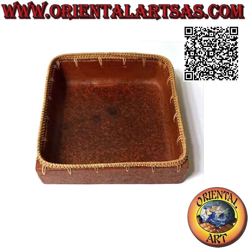 Lombok square terracotta valet tray and high edge with 22 cm wicker
