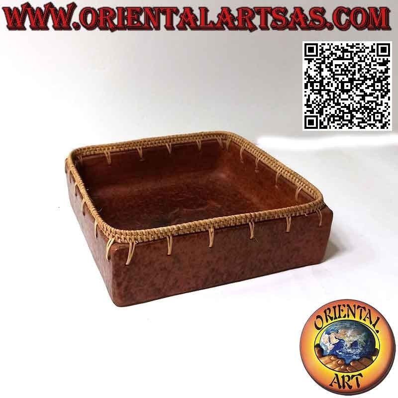 Lombok square terracotta valet tray and high edge with 22 cm wicker