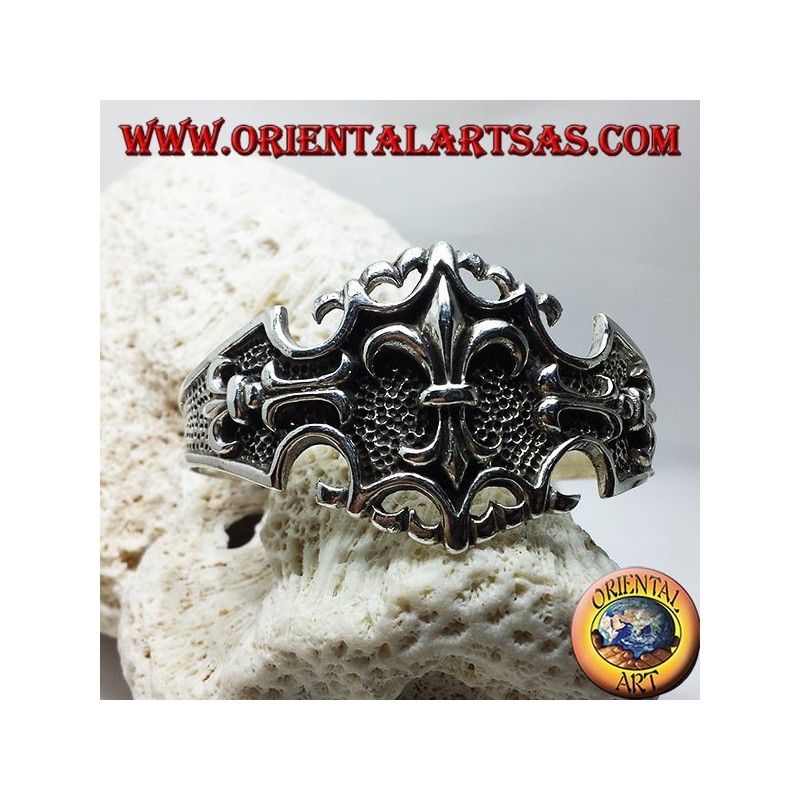 Bracciale in argento rigido con Giglio