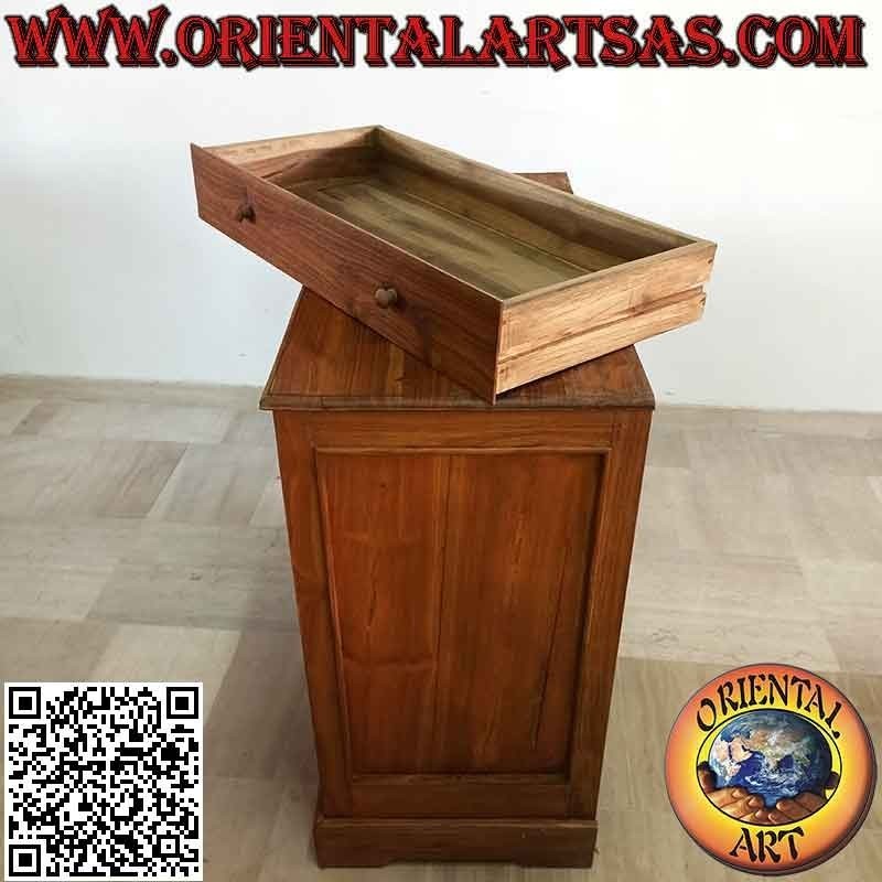Commode linéaire rectangulaire à cinq tiroirs en bois de teck