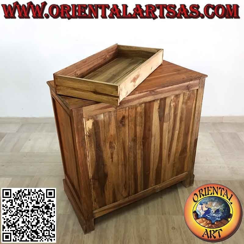 Comò rettangolare lineare con cinque cassetton in legno di teak