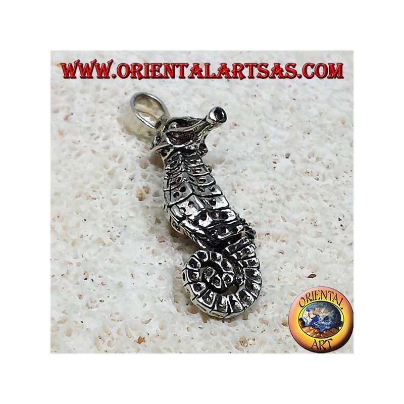 silver pendant Seahorse Hippocampus moving
