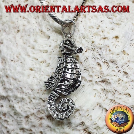 ciondolo in argento Hippocampus in movimento