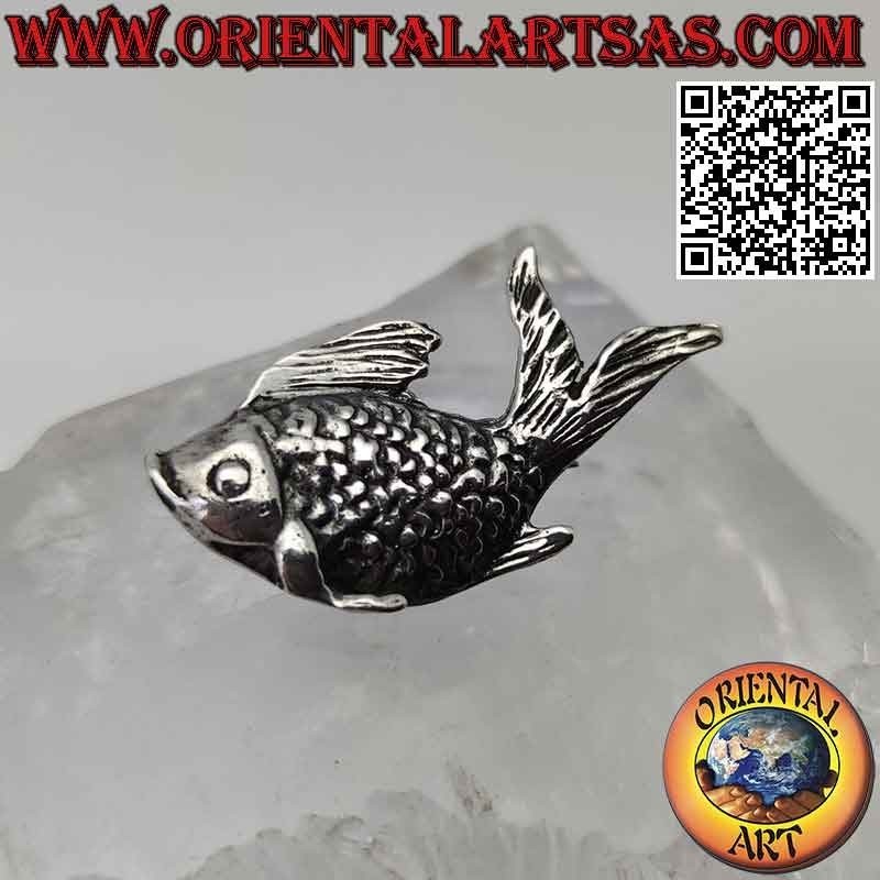 Broche de plata 925 ‰ en forma de pez con escamas levantadas
