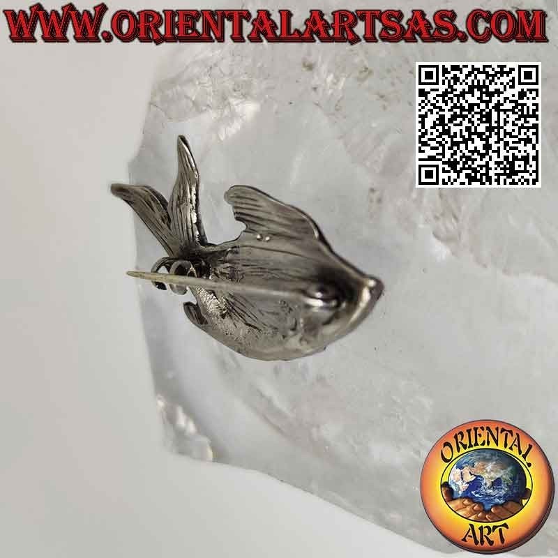 Broche en argent 925‰ en forme de poisson aux écailles en relief