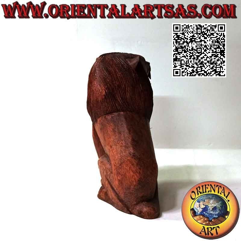 Sculpture de 22 cm d'un lion de garde en bois de suar (sculpté à la main dans un seul bloc)