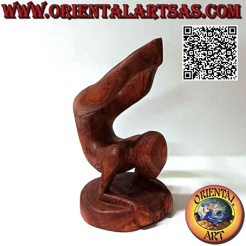 Flaschenhalter-Skulptur eines Akrobaten in künstlerischer Position aus Suar-Holz