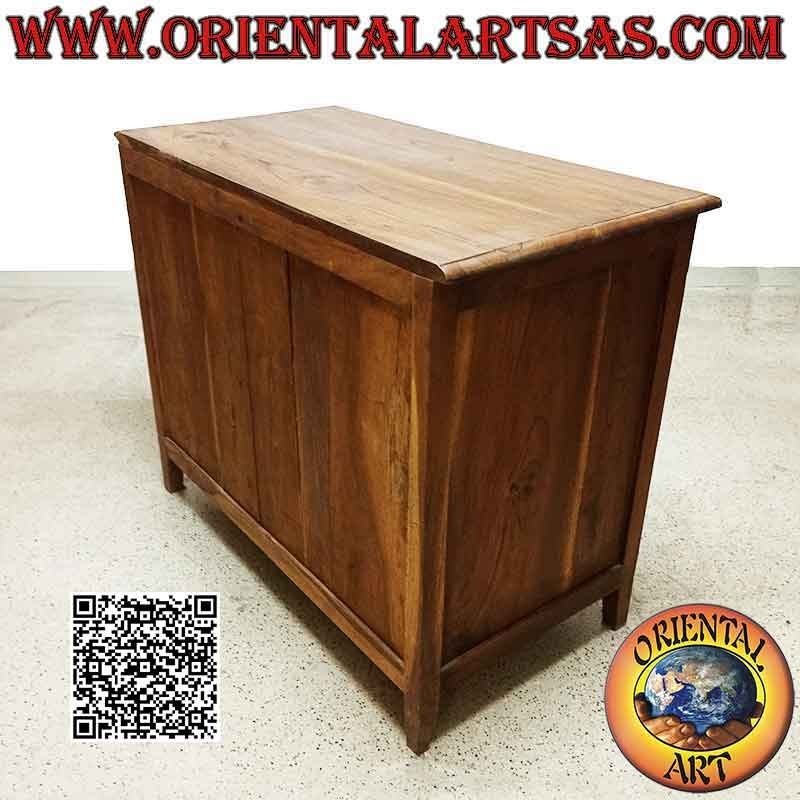 Meuble TV de salon avec étagère et porte abattante en bois de teck