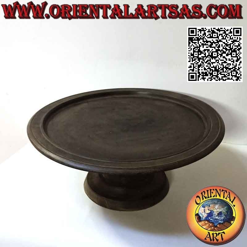 Lombok smooth round cake stand in mahogany wood 44 cm