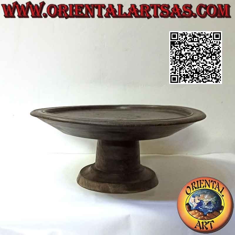 Soporte para tartas Lombok redondo liso de madera de caoba 44 cm