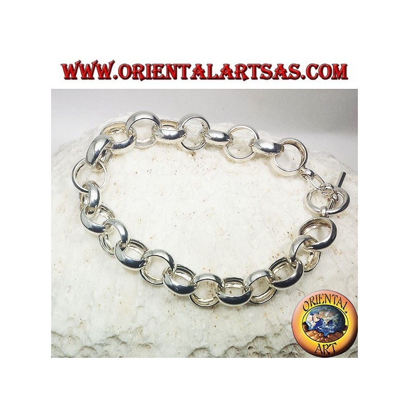 Silver bracelet with rings