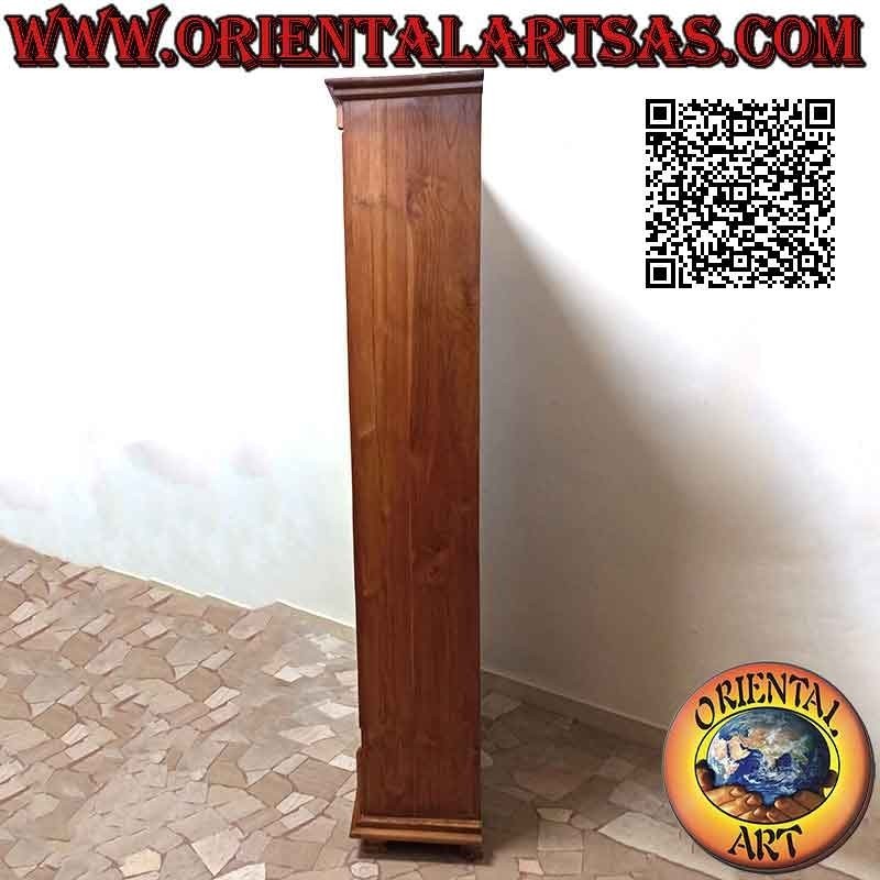 Librería con cinco baldas y dos cajones con laterales cerrados en madera de teca (215x110x39)