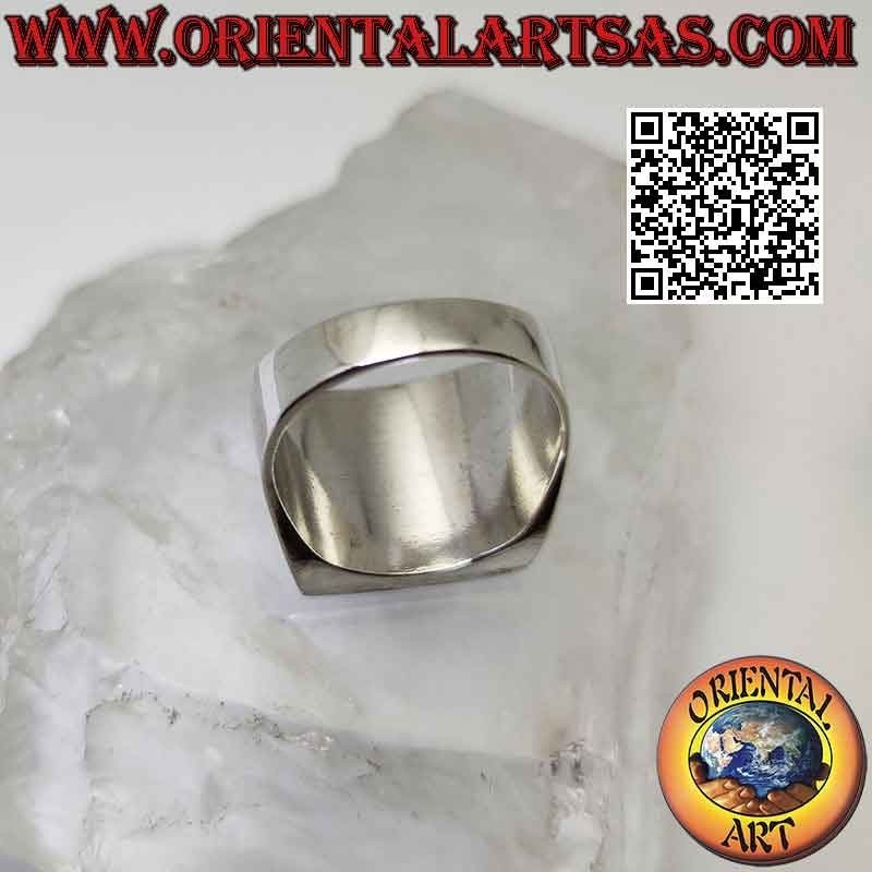 Anillo de plata lisa con borde rasante de ónix cuadrado 15x15 mm (fino)